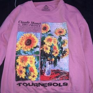 Claude Monet Flowers Pink Sweatshirt